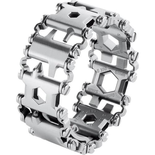 Multi Tool Bracelet Tread Bracelet Stainless Steel Outdoor Bolt Driver Tools Kit Travel Wearable Camping Emergency Kit