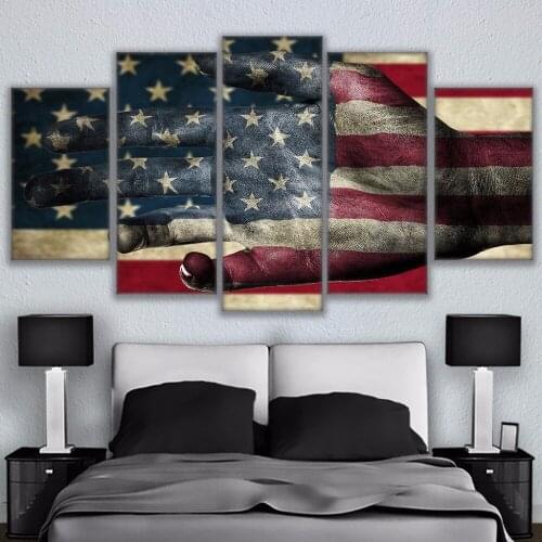 Painting Modular Pictures Cuadros Decoration Modern Unframed Large 5 Panels Hand Flag Canvas Art Wall For Living Room