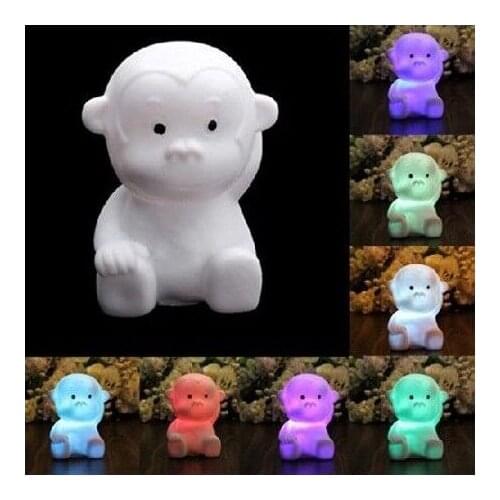Cartoon Monkey 7colors Changeable Led Night Lights Lamp kids Flash Lights Toys Festival Atmosphere Decoration Lamp