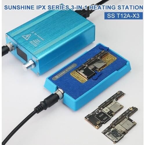 Sunshine T12A-X3 3-in-1 Soldering Station Kit Motherboard Repair Tool for iPhone X XS MAX CPU NAND Heating Disassembly Platform