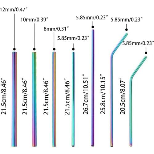Stainless Steel Drinking Straws Reusable Colorful Tea Coffee drinking straws Tools Stirring utensils Home Party Bar Accessories