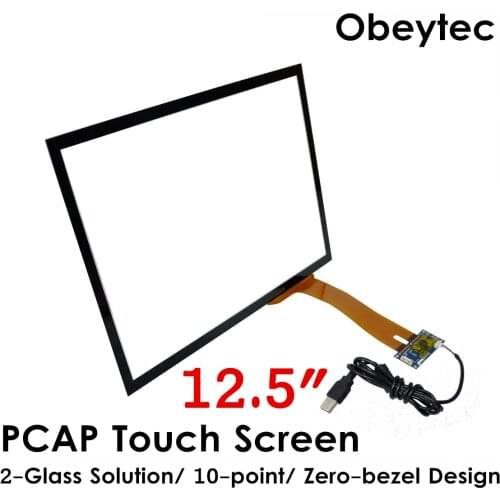 Obeytec 12.5" Projection Capacitive Touch Screen, Plug and play, Wide Screen, USB Controller, 10 touch points