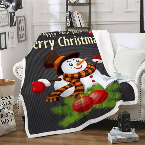 Snowman Throw Blanket Sherpa Fleece Soft Warm Winter Red Blankets Xmas Christmas Gift Plush Bedspreads For Beds Sofa Car Cover
