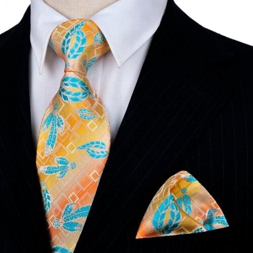 Floral Checked Multicolor Mens Ties Neckties Handkerchief 100% Silk Jacquard Woven Tie Set Free Shipping Wholesale Attractive
