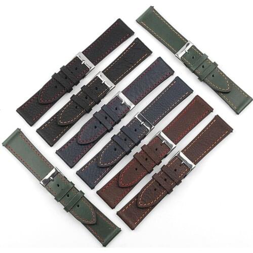 Vintage Watch Strap Lichee Pattern Leather Watch Band 18mm 20mm 22mm Handmade Watchband Quick Release Spring Bar for Men