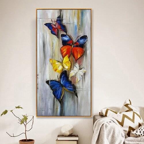 Handmade Hand painted Modern Abstract Wall Decor Fine Art Acrylic Oil Painting Small Butterfly Artwork Canvas Painting artwork