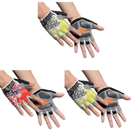 Silicone MTB Road Riding Gloves Anti-slip Anti-sweat Half Finger Camping Hiking Gloves Gym Fitness Gloves Sports Bike J60F