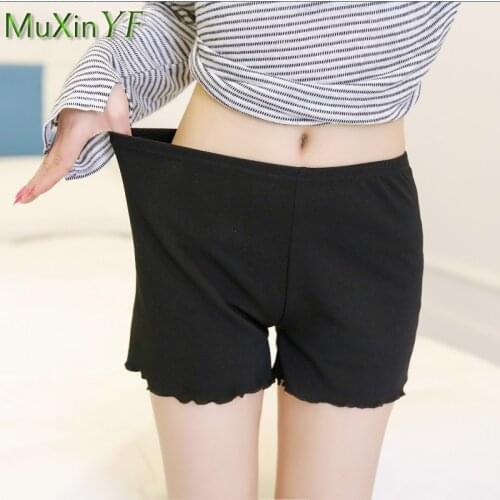 Womens Skirt Shorts Summer Solid Breathable Thin Weave Seamless Safety Short Pants Lady Simple Joker Knickers Black Underpants