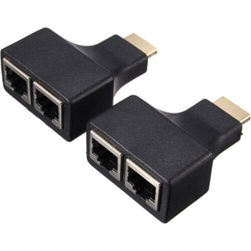 2 Pair HDMI Dual RJ45 CAT5E CAT6 UTP LAN Ethernet HDMI Extender Repeater Adapter 1080P For HDTV HDPC PS3 STB