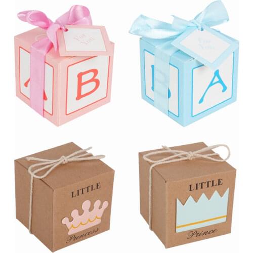 20pcs Party Supplies Gift Box Solid Color Rose Gold baby shower Candy Box Paper Boxes Packing Cookie Bags kids birthday decor