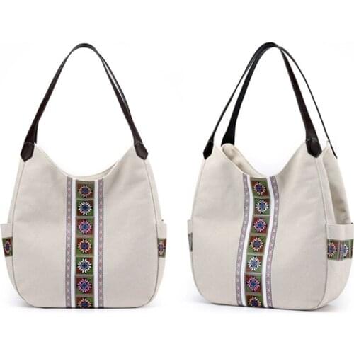 Bag Woman Retro Canvas Bag Printed Pattern Clutch Bag Lightweight Shoulder Tote Casual Handbag Fashion Ladies Shoulder Bag