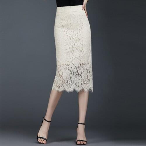 High Waist Lace Skirts Women Female Summer 2021 New Mid-length Package Hip Skirt One-step Elegant OL Temperament Skirt