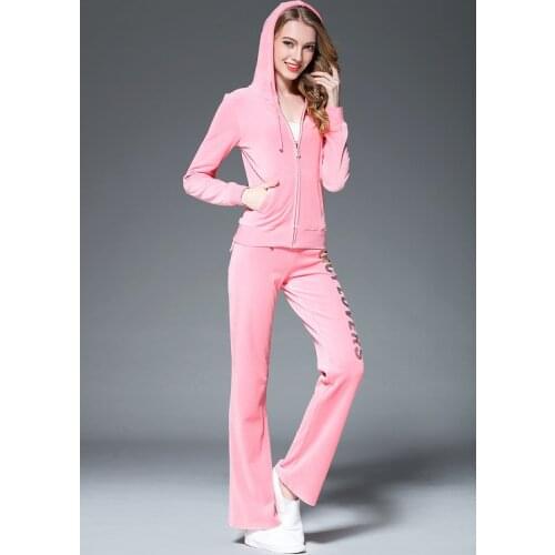 Juicy Lovers Brand Women Sporting Suits Pink Blue Zipper Velvet Casual Womens Tracksuits Hooded Collar Popular Sportswear suit