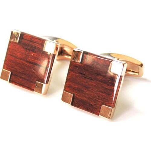 Golden retro style square mahogany rose gold Cufflinks fashion business men French Cufflinks free shipping