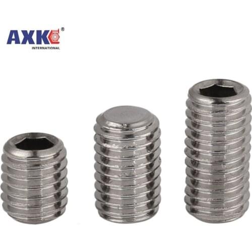 10/50pcs M2 M2.5 M3 M4 M5 DIN913 304 stainless steel Allen Head Hex Hexagon Socket Flat Point Set Screw End Grub Headless Bolt