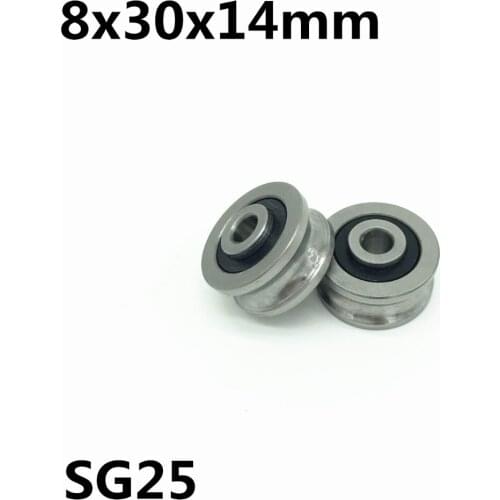10pcs SG25 U groove bearing 8x30x14 mm double row sealed ball bearing for 10mm linear guide rail SG8RS SG25RS High quality