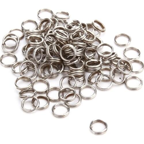 100 Pcs Heavy Duty Stainless Steel Split Rings for Blank Lures Crank bait Hard Bait carp Fishing Tools Double Loop 4mm 5mm 7mm