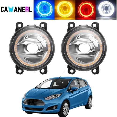 2 X Angel Eye Fog Light Assembly For Ford Fiesta 2001-2015 Car Halo Ring Fog Daytime Running Lamp DRL 20W 12V