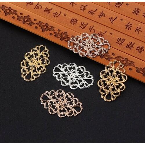 20Pcs 3Colors Hollow Moire Filigree Wraps Connectors Metal Crafts Gift Hair Jewelry Accessories Ancient Decorative Findings