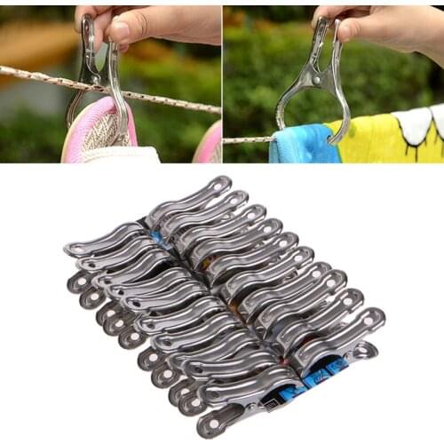 20 Pcs Stainless Steel Clothes Pegs Hanging Pins Laundry Windproof Clips
