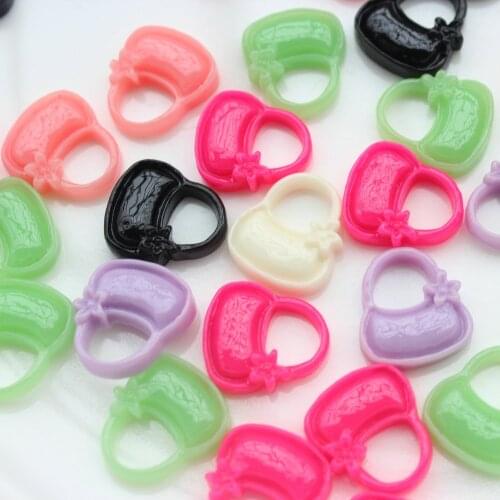 220pcs little cute resin bag w/ flowers mix color flatback Cabochons 14mm kawaii decodens D25