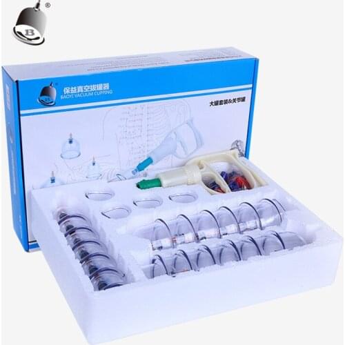 BAOYI 24pc Anti-Cellulite Cups Chinese Vacuum Cupping Pull Out Vacuum Apparatus Therapy Relax Massagers Curve Suction Pumps Cans