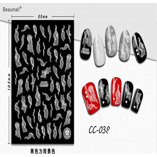 3D Black Nails Art Manicure Back Glue Decal Decorations Nail Sticker For Nails Tips Beauty