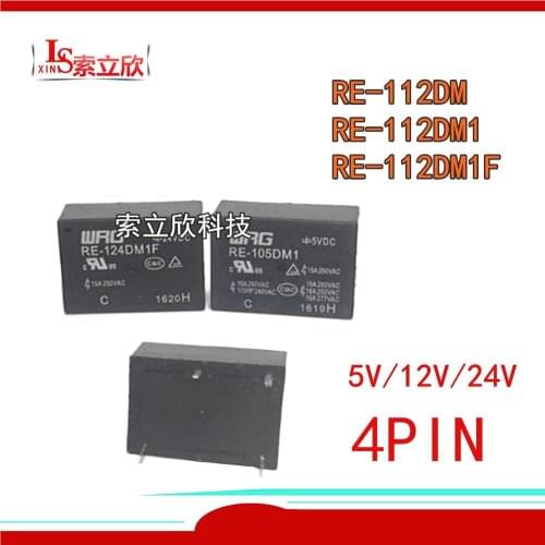 5PCS/lot 100%Original New Relay RE-105DM1 RE-112DM1 RE-124DM1 RE 105DM1 RE-112DM RE-124DM1F RE 112DM 4PIN 16A