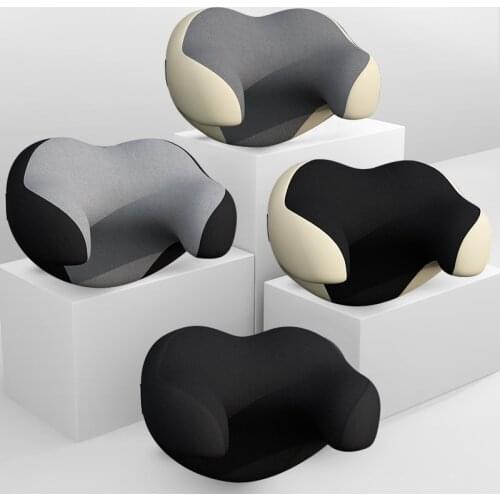 Car Neck Headrest Pillow Head Support Auto Black Safety Pillow Universal Decor PU Leather Nitted Car Accessories Backrest