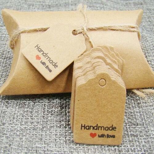 Free shipping 1.18*0.8inch 1000pcs scallop handmade with love kraft hang tags paper label tags for baby shower favors