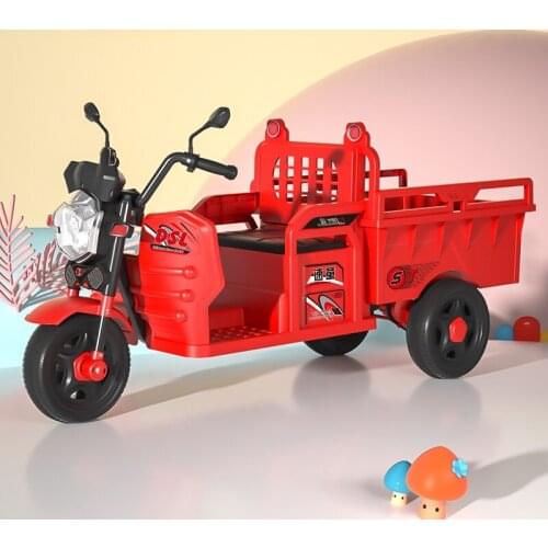 TTChildrens Electric Tricycle Motorcycle ToySteam Belt Seat Double Rechargeable Remote Control Large Bottle Tractor with Bucket