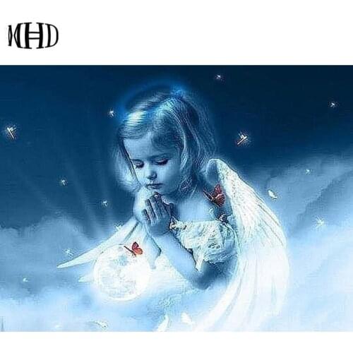 DIY Diamond Painting Girl Angel Full Square & Round Crystal Diamond Mosaic Icon Diamond Embroidery Girl 3D Cross Stitch