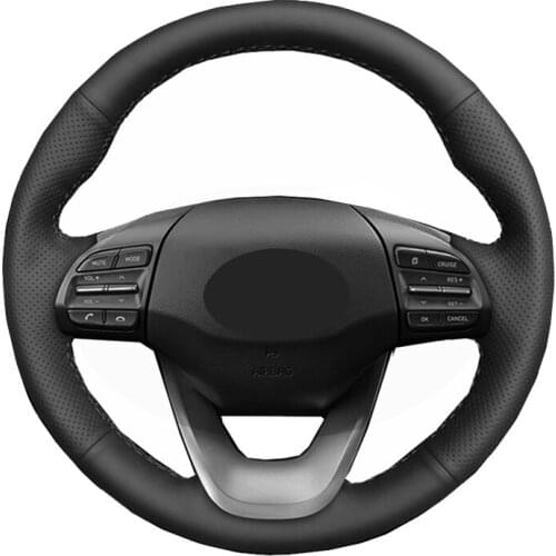 DIY Hand Sewing Car Steering Wheel Cover Wrap Leather Suede Volant For Hyundai Kona 2017 2018 2019 2020 2021 2022 Funda Volante