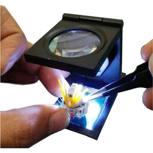 Model Making Transformation Table Metal Multifunctional Magnifier 10 Times Magnification Foldable with Scale + Lamp