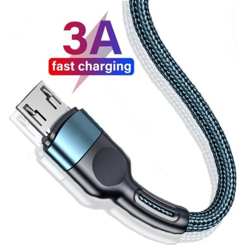 2m 1m Micro USB Cable 3A Fast Charging Data Cable For Xiaomi Redmi 4X Note 5 Samsung J7 J6 Android Mobile Phone Microusb Charger