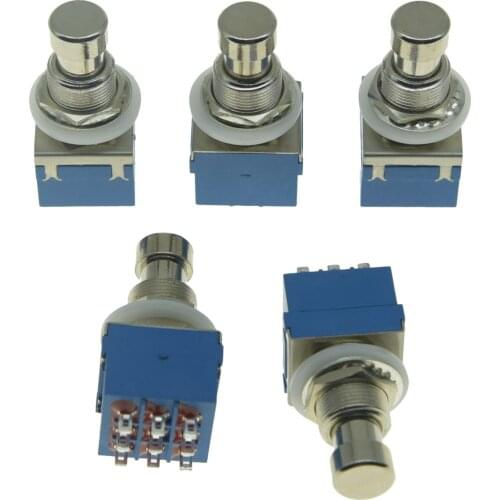 KAISH Pack of 5 Box Stomp 9-Pin 3PDT Electric Guitar Effect Pedal Switch Push Button Foot Switch True Bypass Blue/Black