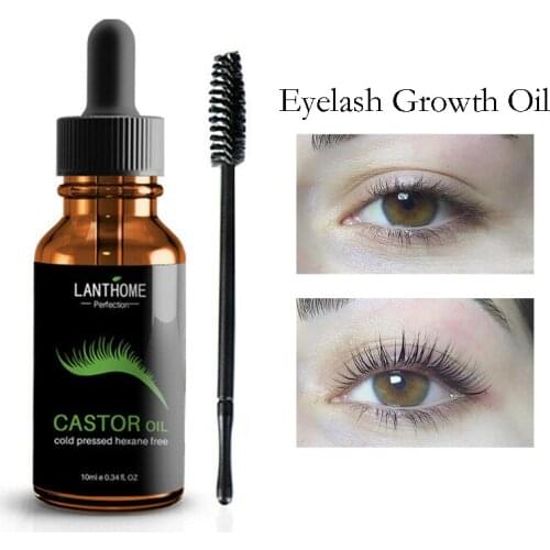 10ml Castor Oil Eyelash Growth Essence Nourish Natural Lengthening Eye Lash Growth Serum Makeup Lashes Enhancer with Brush