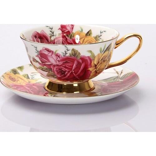 Bone China Coffee Cup Sets Colorful Flower Ceramic Tea Cups And Saucers British Office Teacup Porcelain Nice Gift