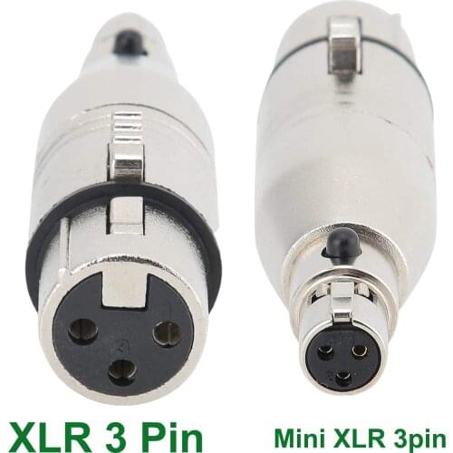 Mini XLR 3 Pin Female to XLR 3 pin Female Jack Plug Audio Mic Microphone Adapter Connector Converter