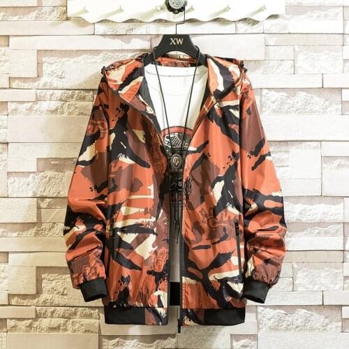 Mens Camouflage Jacket Hoodies Zipper Coat 2019 New Autumn Windbreaker Jacket Male Casual Jackets Bomber Outwear Men