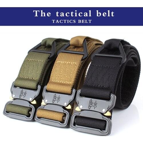 Men Tactical Nylon Waist Belt With Metal Buckle Adjustable Heavy Duty Training Waist Belt Army Belt Sturdy Hook Waistbands 4.5cm