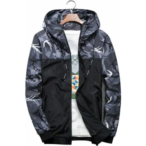 Mens Jacket Spring Fall Fashion Camouflage Casual Top Hooded Zipper Jacket Thin Windbreaker Mens Outdoor Clothing 4XL 5XL 6XL