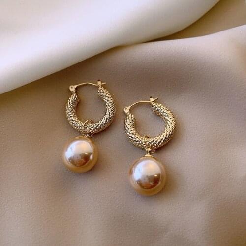 2021 New Korean Simple Vintage Simulated-pearl Dangle Earrings For Women Elegant Fashion Water Drop Pendant Jewelry