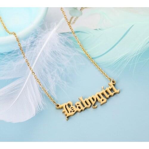 Fashion English Letter Pendant Personality Gold Stainless Steel Pendant Necklace Jewelry Charm Women Clavicle Chain Necklace