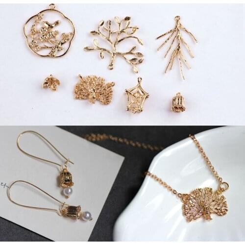 Pure copper plated 18K genuine gold color preserving peacock Jewelry material DIY Earrings accessories Bracelet Necklace Pendant