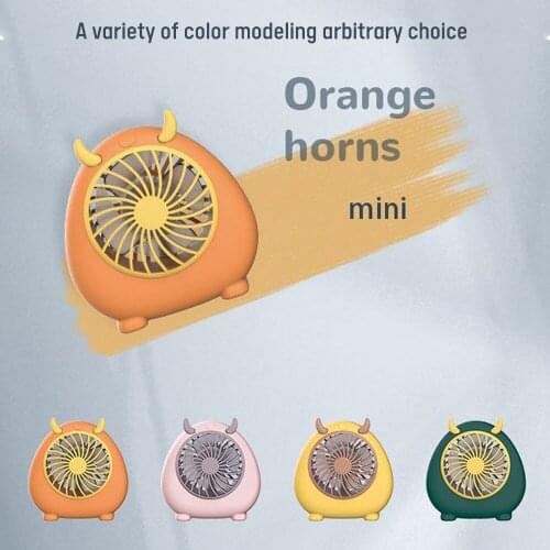 Portable Desktop USB Charging Fan Horns Shape Handheld Small Fan Adjustable 3 Speed Silent for Desk Office Household Bedroom