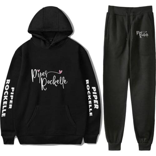 Print 2020 Piper Rockelle Merch Hoodies And Pants Piper Rockelle Cool Two Piece Set Hooded Suit Velvet plus size for Men/Women