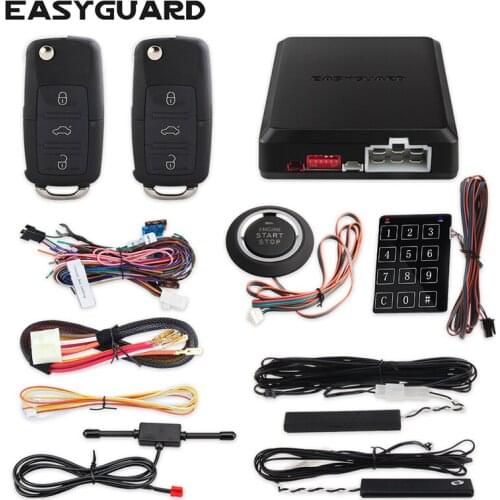 EASYGUARD PKE car alarm system with start engine button remote central lock system remote engine start keyless go password entry