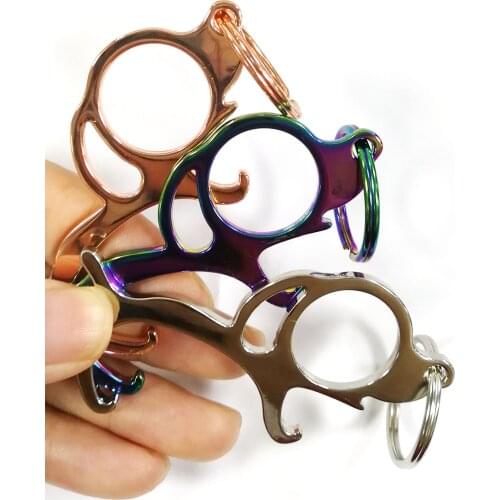 Rainbow /Silver/Rose Gold Contactless Clean Smart Key,Door Opener Key chain User Friendly Door Puller NO Touch Door Puller