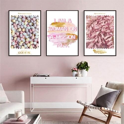 Cartoon Pink Candy Flowers Picture Poster Canvas Print Painting Wall Art Living Room Home Decoration